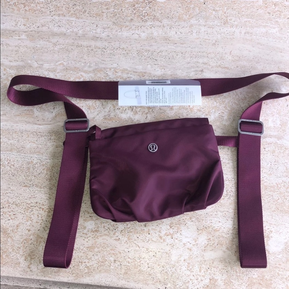 lululemon mat carrier bag red grape